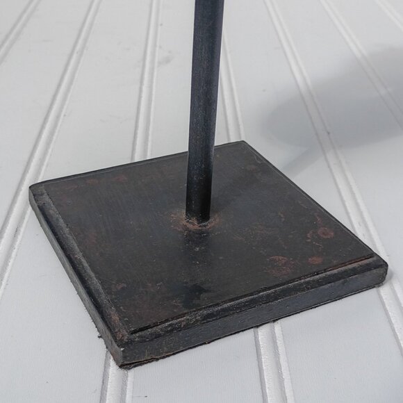 Metal Ring Sculpture on Cast Iron Stand Gilt Distressed Aluminum Wrapped Statue - Picture 6 of 10